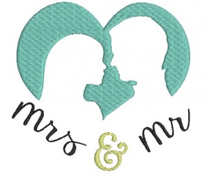 Stickdatei - Mr. & Mrs. Silhouette Herz 2 